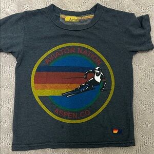 Aviator Nation Dark Gray Tee with Multicolor Ski Design